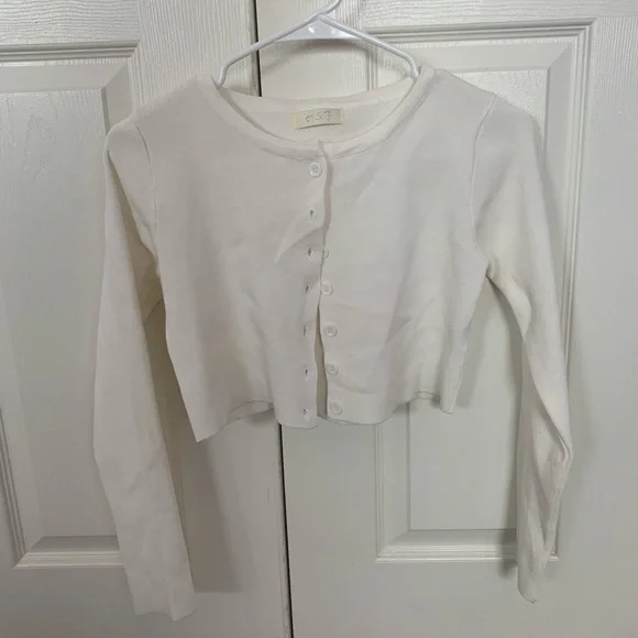 white cropped cardigan - Picture 1 of 2